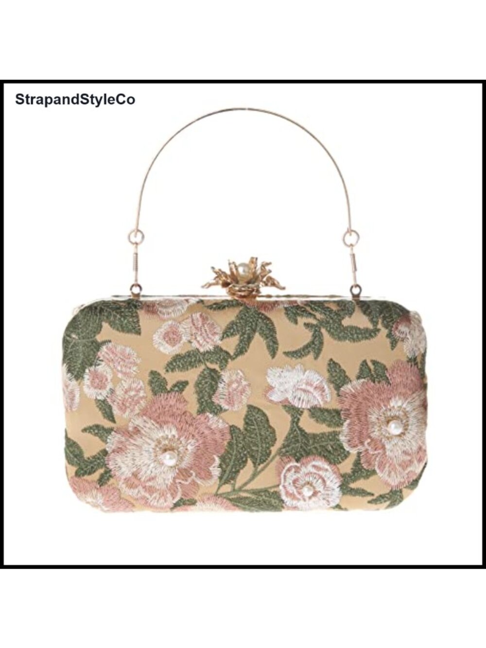 Vintage Floral Embroidery Clutch Evening Handbag Shoulder Bag Purse